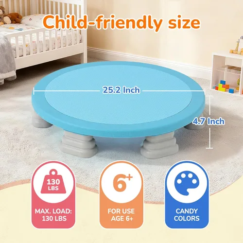 Vista 4 de Bounce Board, Mini Trampoline for Kids, Toddlers Trampoline Indoor, Sensory Toys, Autism Sensory Products, Baby Jump Toy Recreational Azul