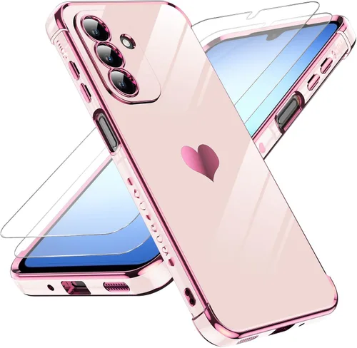 Vista 78 de LeYi Funda para Motorola-G 2025: Love Heart Plating Luxury, Negro