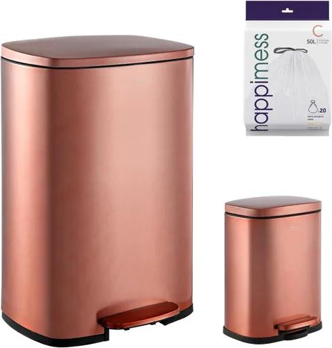 Vista 17 de happimess HPM1006B Connor - Bote de basura rectangular de 13 galones con tapa de cierre suave y mini basurero gratis, resistente a las huellas Negro