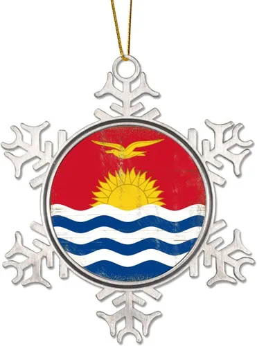 Vista 13 de Merry Christmas Metal Snowflake Christmas Ornaments Retro China Hong Kong Flag National Flag Ornaments Winter Decorations for Christmas Tree Xmas