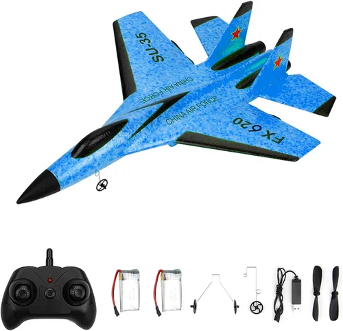 Vista 11 de GoolRC Avión FX620 RC, avión de control remoto de 2.4 GHz, avión RC de 2 canales, modelo de avión EPP planeador RC SU-35 con giroscopio de 3 ejes