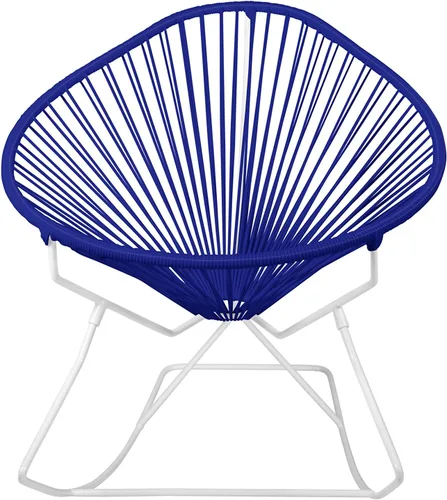 Vista 20 de Innit Designs Acapulco - Silla mecedora con estructura cromada, color turquesa, tejido naranja Verde