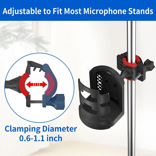 Vista 2 de Soporte de micrófono ajustable para bebidas con soporte de micrófono giratorio de 360°, soporte universal para botella de agua, soporte para taza