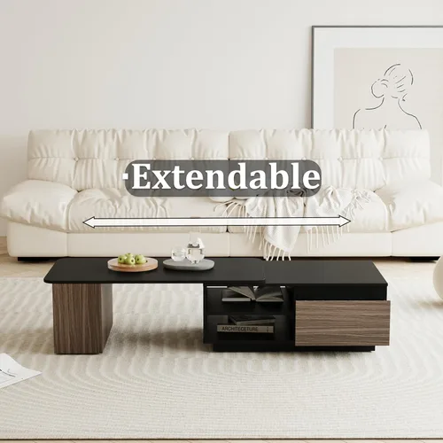 Vista 12 de Mesa auxiliar extensible rectangular de 48 a 66 pulgadas con cajones