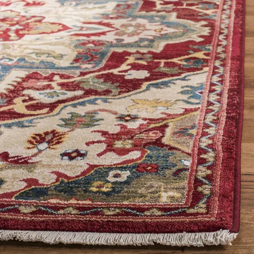 Vista 3 de SAFAVIEH Kashan Collection - Alfombra de área de 2 x 3 pies, color rojo y beige, diseño oriental tradicional, no desprende pelusa y de fácil