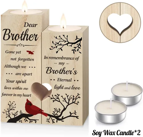 Vista 2 de Regalos conmemorativos – Candelabros conmemorativos para la pérdida del hermano – Regalo de condolencia por pérdida de hermano, regalo de duelo por