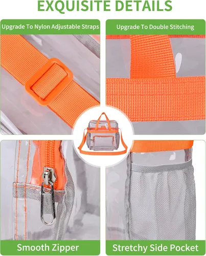 Vista 9 de MAY TREE Bolsa transparente para eventos en estadios de 12 x 6 x 12 pulgadas, bolsa de almuerzo transparente con correas reforzadas para trabajo