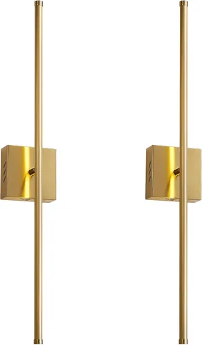 Vista 11 de KARTOOSH Juego de dos apliques de pared modernos, apliques de pared regulables con cableado, rotación de 350°, lámparas de pared LED de latón