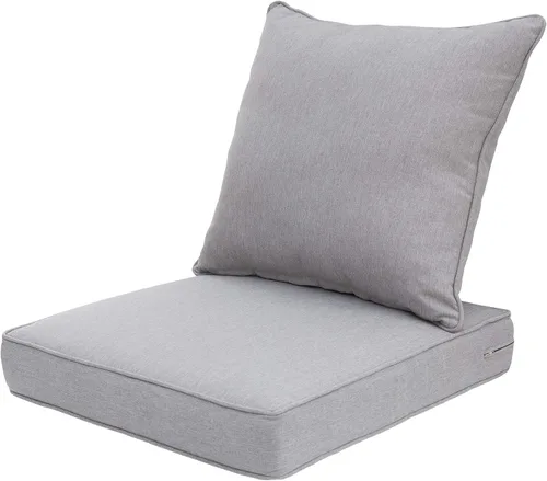 Vista 15 de QILLOWAY Juego de cojines de poliéster para sillas de exterior, cojines de exterior para muebles de patio, todo tipo de clima. Gris carbón/negro