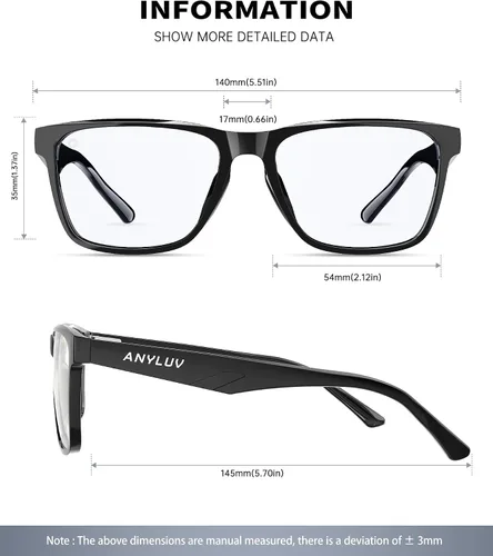 Vista 3 de ANYLUV Blue Light Glasses for Women & Men, Stylish Blue Light Blocking Glasses, Eyes Protection & Anti Eyestrain Eyewear