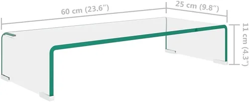 Vista 3 de vidaXL Soporte de TV de vidrio transparente/elevador de monitor, adecuado para monitores de escritorio, televisores y portátiles, con espacio
