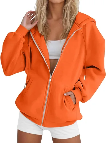 Vista 8 de JOFOW Sudaderas con capucha y cremallera para mujer 2026 Y2K 3- Negro