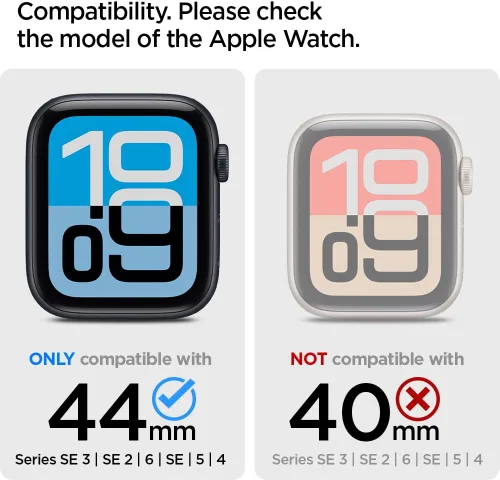 Vista 2 de Spigen Thin Fit - Funda diseñada para Apple Watch de 44 mm para Series SE3/SE2/6/SE/5/4 - Negro