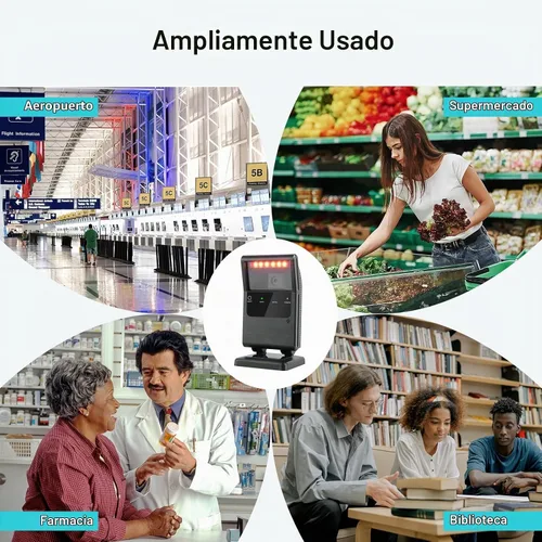 Vista 8 de Escáner de código de barras inalámbrico OBZ, lector de código QR 2D de escritorio manos libres Bluetooth