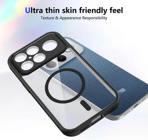 Vista 233 de Funda magnética transparente compatible con Xiaomi 17T, color negro 2 en 1 PC + TPU cubierta de teléfono a prueba de golpes, carcasa protectora