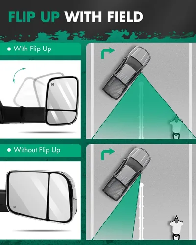 Vista 4 de SCITOO Espejos de remolque compatibles con Dodge 2009-2017 para Ram 1500 2010-2017 para Ram 2500 3500 con luz de charco de señal de giro calentada