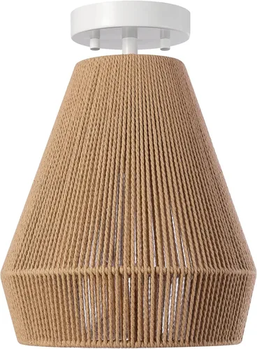 Vista 13 de Globe Electric 65898 Lámpara de techo empotrada de 1 luz, blanco mate, pantalla de bambú natural