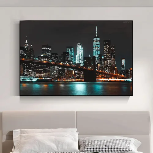 Vista 2 de QAZWSX Pintura de diamante 5D con taladro completo, kit de paisaje de la ciudad de Nueva York para adultos, pintura por números, arte de gemas