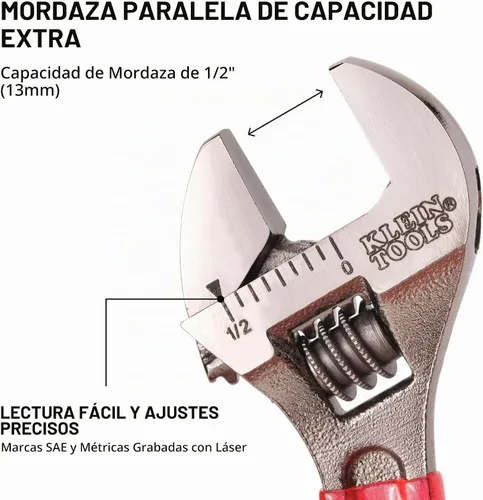 Vista 2 de KLEIN TOOLS D506-4 - Llave ajustable de precisión, 4 pulgadas, mecanizada con precisión, pequeña llave ajustable, mango ergonómico en I, grabado