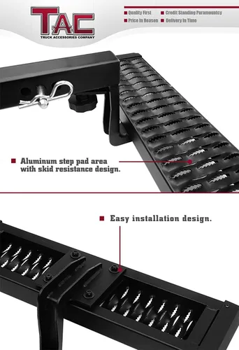 Vista 4 de TAC Escalón de Enganche Compatible con Receptor Trasero de 2 Pulgadas, 18.5 cm de Ancho con 15.2 cm de Caída, Protector de Parachoques Universal