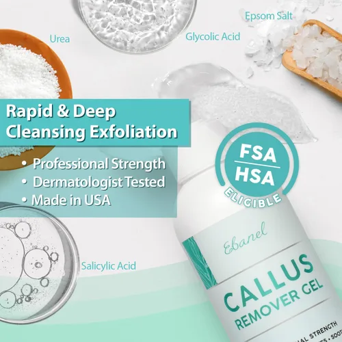 Vista 3 de Ebanel Juego de removedor profesional de callos para pies y crema de urea 40% más ácido salicílico 2%, removedor de callos en el talón y pies, gel