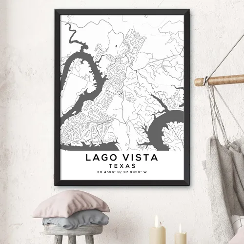 Vista 3 de Mapa de Lago Vista, Texas, Light 2 (24x36)