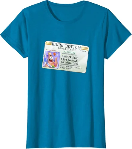 Vista 78 de SpongeBob SquarePants Camiseta con logotipo de Patrick Star Driver License King, Negro