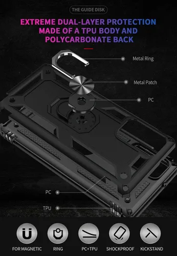 Vista 3 de Note 20 - Funda para Samsung Galaxy Note 20, con anillo de soporte, soporte ajustable, grado militar, protección resistente, a prueba de golpes