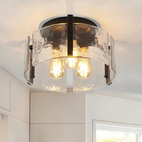 Vista 12 de Lámpara de techo negra de montaje empotrado, lámpara de entrada moderna de 3 luces, montaje de techo, accesorios de iluminación de cocina, lámparas