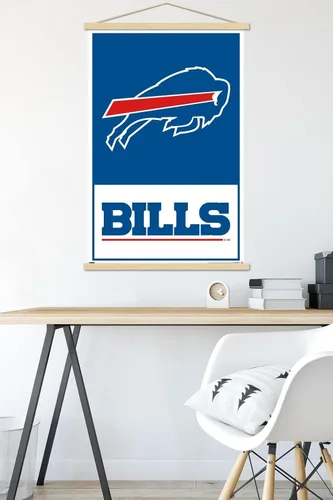 Vista 5 de Trends International NFL Buffalo Bills - Póster de pared con logotipo 21, 22.37 x 34.00 pulgadas, impresión prémium y colgador de madera de haya