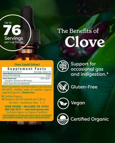 Vista 2 de Herb Pharm Extracto líquido de clavo orgánico certificado - 1 onza