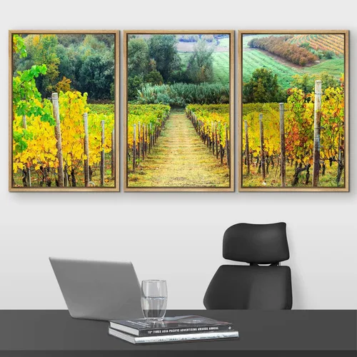 Vista 151 de wall26 Lienzo enmarcado para pared, juego de arte de acuarela pastel, paisaje rural, ilustraciones con formas abstractas, arte moderno, decorativo