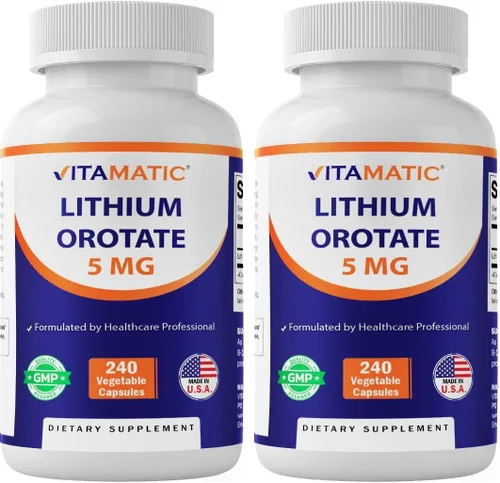 Vista 10 de Vitamatic Orotato de litio de 5 mg, 240 cápsulas vegetales, sin OMG, sin gluten.