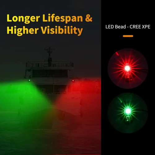 Vista 7 de RVZONE Luces de navegación para barco, luces de proa para barcos, LED rojas y verdes, iluminación marina IP67 impermeable, iluminación LED