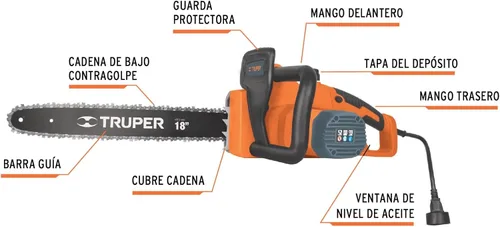 Vista 2 de TRUPER Motosierra eléctrica MOTE-18 18" 1,600 W