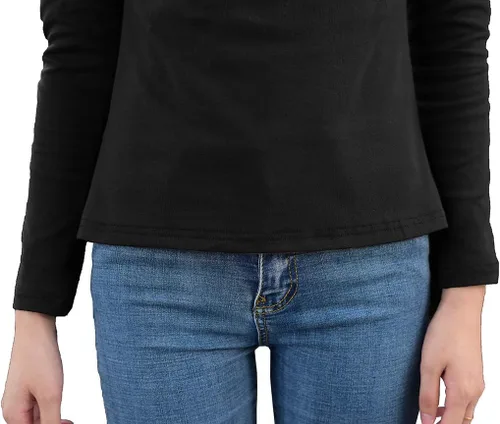 Vista 5 de Camisetas térmicas de manga larga con cuello alto para mujer, suaves, ajustadas, de algodón