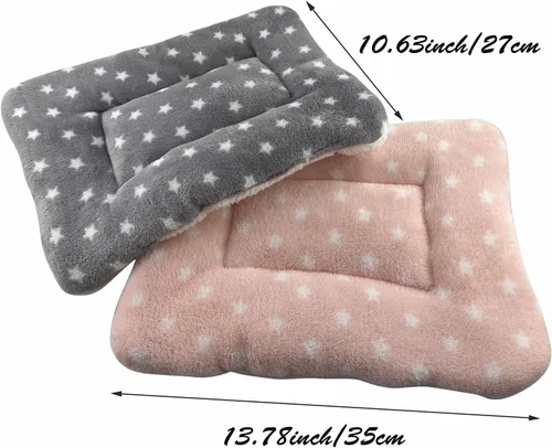 Vista 2 de Cama de felpa de animales pequeños, para conejito, ardilla, erizo, rosa y gris, 2 unidades.