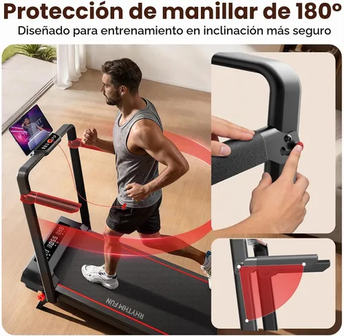 Vista 3 de RHYTHM FUN Almohadilla para caminar inclinada con barra de asa, cinturón Negro rojo