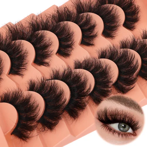 Vista 9 de TOOCHUNAG - Pestañas postizas esponjosas 8D de 20mm, pelo de visón sintético, pestañas naturales, gruesas, con volumen, ojo de gato, paquete de 7