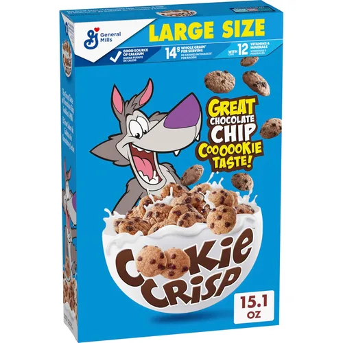Vista 13 de Cereal para el Desayuno Cookie Crisp, Sabor a Galleta con Trocitos de Chocolate, Hecho con Grano Integral, 10.6 oz