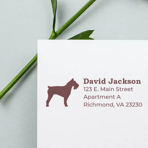 Vista 227 de Airedale Terrier Address Stamp, Custom Airedale Terrier Hand Stamp for Dog Lovers, Duo Rubber Return Address for Pet Owners Montaje manual Duo