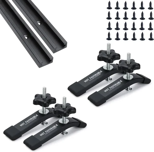 Vista 14 de Kit de intersección de aluminio T-Track de 3 pulgadas – Perfil de doble corte universal con agujeros de montaje preperforados -Carpintería