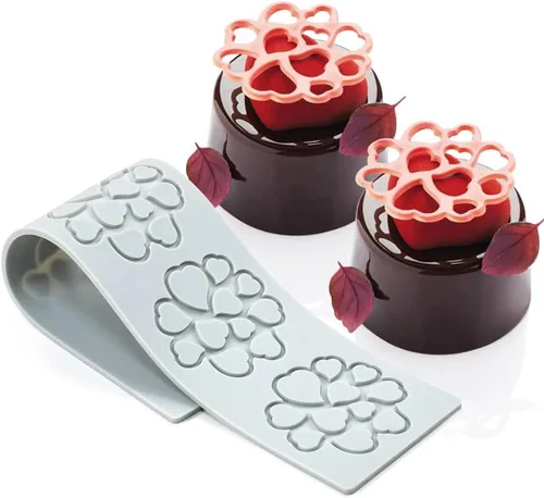 Vista 26 de Moldes de silicona de hojas huecas, moldes de chocolate con forma de corazón, geometría, molde de silicona 3D, molde de hojas de caramelo