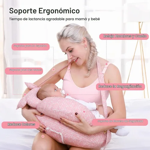 Vista 3 de Almohada de lactancia para lactancia materna, almohadas de lactancia para más apoyo para mamá y bebé, con correa ajustable para la cintura
