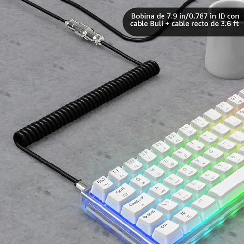 Vista 9 de ZIYOU LANG Cable de teclado C01 personalizado en espiral USB C a un cable Negro