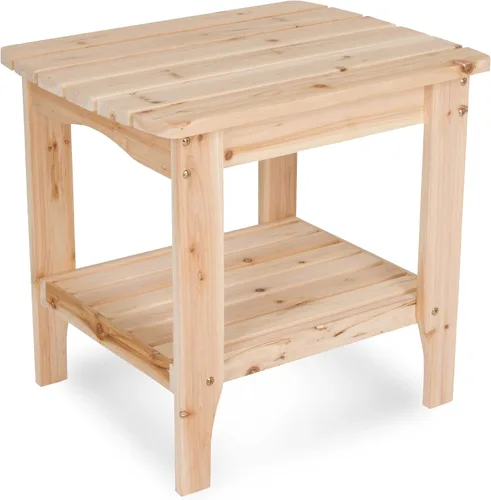 Vista 11 de Shine Company Long Island Mesa auxiliar rectangular de madera maciza, mesa auxiliar Adirondack para exteriores, Aqua