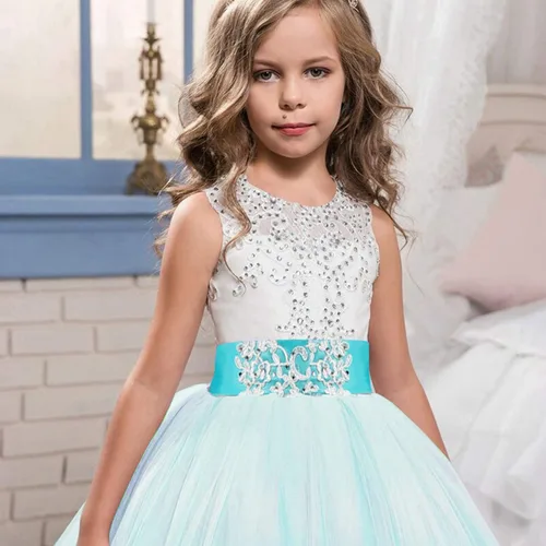 Vista 2 de NNJXD - Vestido largo de tul para niñas