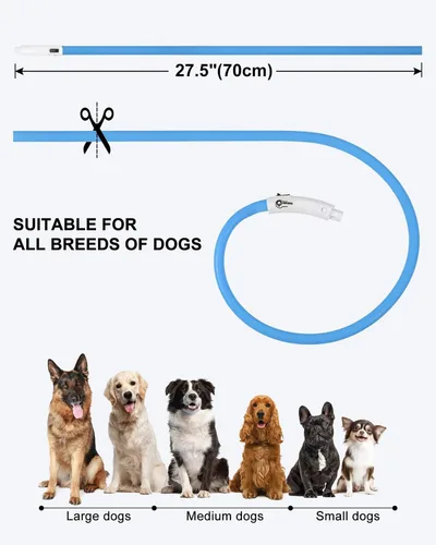 Vista 6 de Joytale - Collar de perro con luz LED, de silicona cortada para ajustar, resistente a la lluvia, color azul Soft Skin-Friendly Won't Chafe, 360°