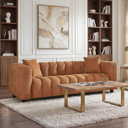 Vista 14 de Sofá Loveseat Boucle Cloud de 89", Cómodo Sofá Boucle Tapizado de Asiento Profundo, Sofá Moderno de Mediados de Siglo para Sala de Estar