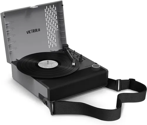 Vista 13 de Victrola Revolution GO – Reproductor de discos de vinilo portátil, tocadiscos Bluetooth con batería, vida útil de batería de 12 horas, reproductor